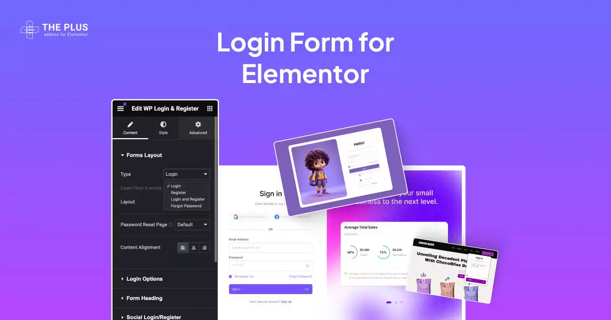 Login form for elementor image login form widget for elementor [with social login] from the plus addons for elementor