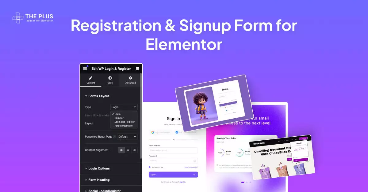 Registration signup form for elementor image user registration form widget for elementor [easy to setup] from the plus addons for elementor