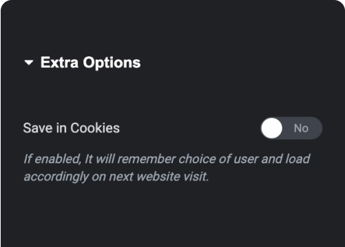 Save switcher theme in browser cookie free elementor dark mode widget [light/dark toggle switcher] from the plus addons for elementor