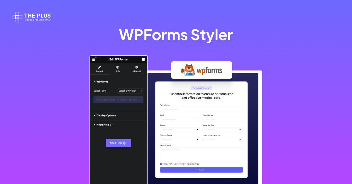 Wpforms styler image free wp forms styler for elementor [without css] from the plus addons for elementor