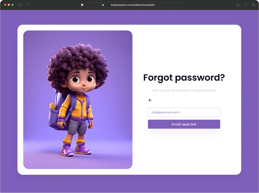 Forgot password dashboard with form password reset form for elementor from the plus addons for elementor