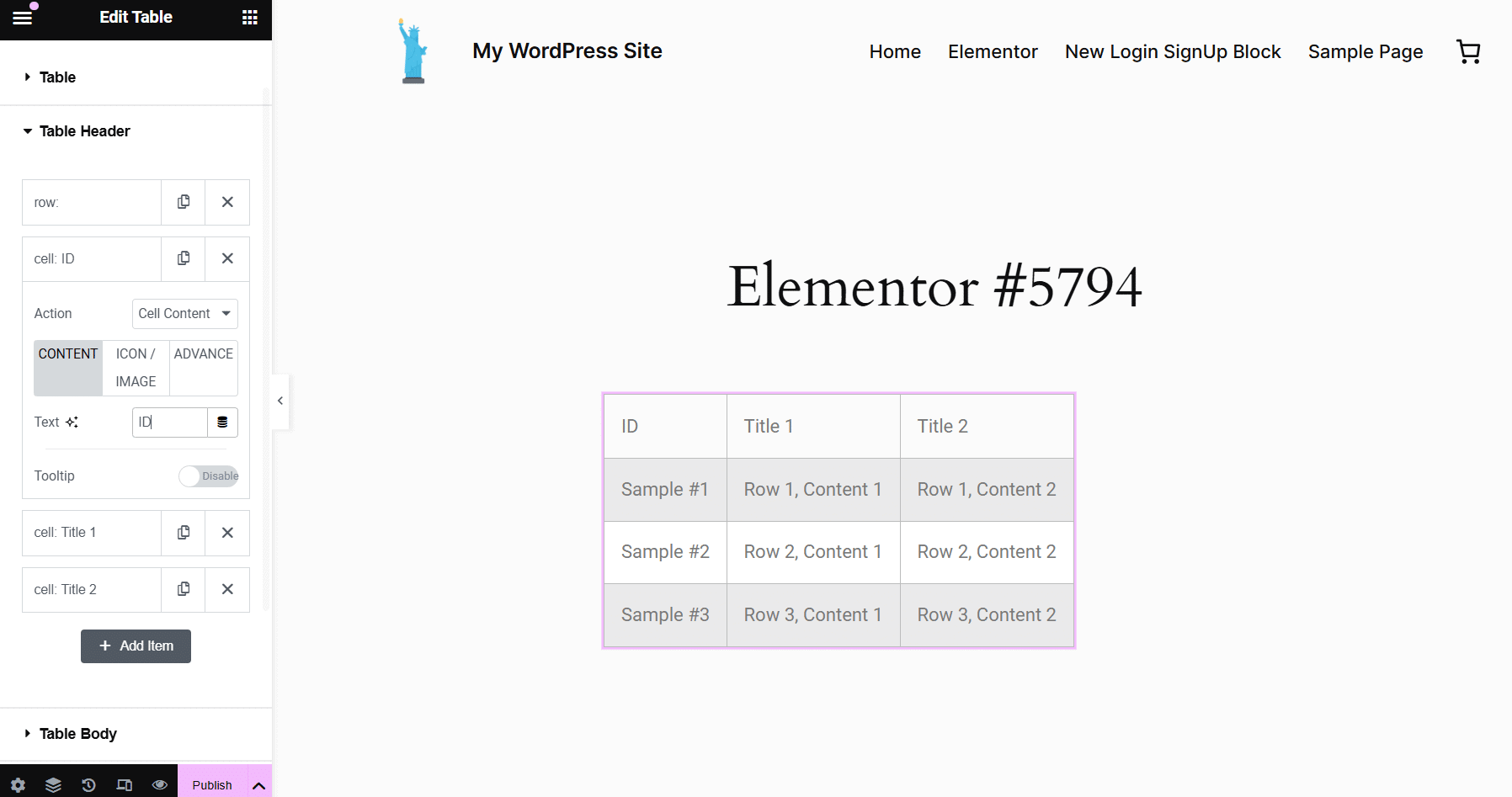 Add header cell content how to create comparison table in wordpress [step-by-step] from the plus addons for elementor