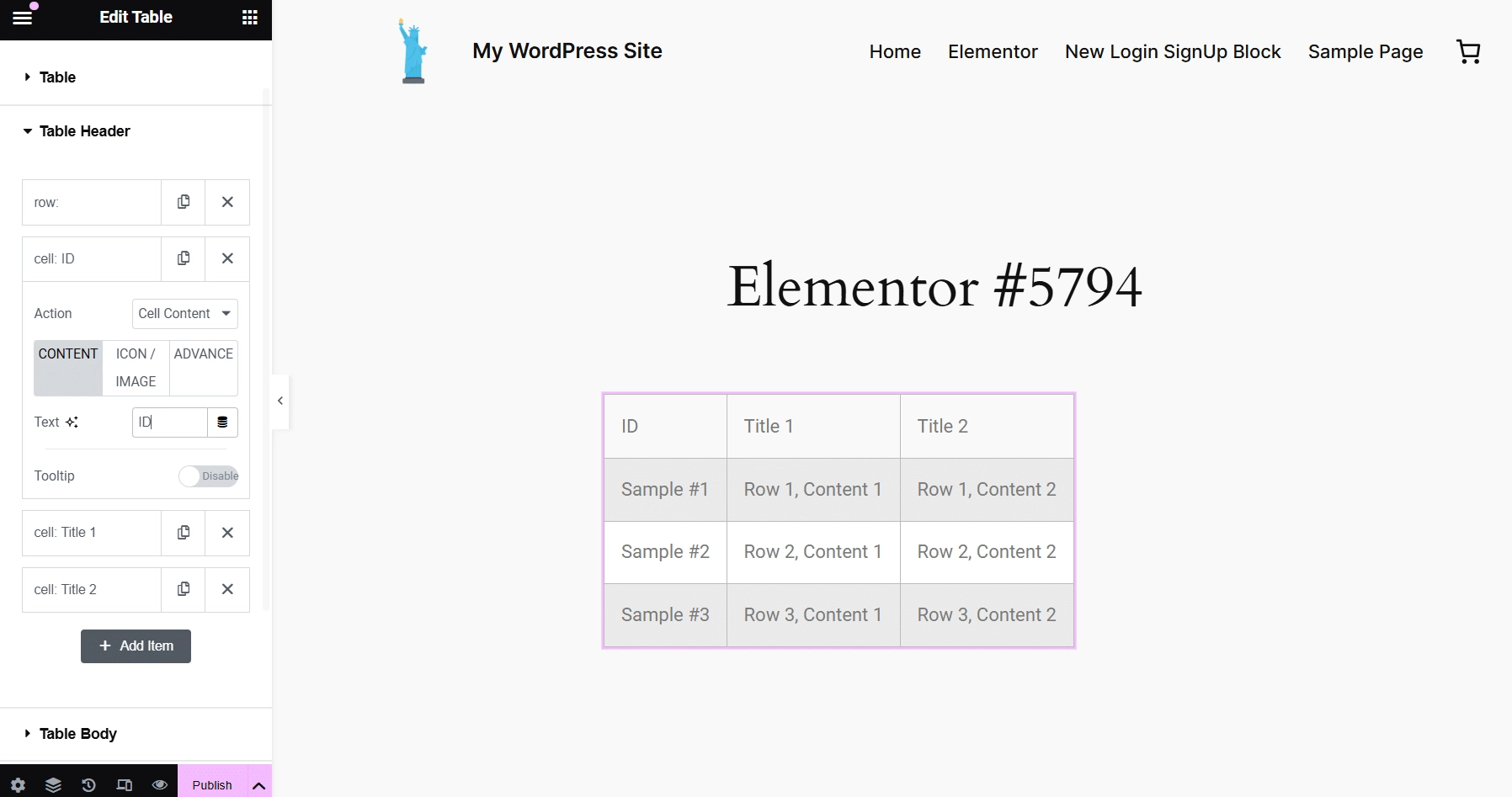 Add header cell content how to create comparison table in wordpress [step-by-step] from the plus addons for elementor