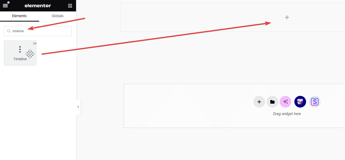 Add the timeline widget to your page how to create content timeline in elementor [step-by-step] from the plus addons for elementor