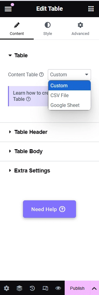 Choose custom content source how to create comparison table in wordpress [step-by-step] from the plus addons for elementor