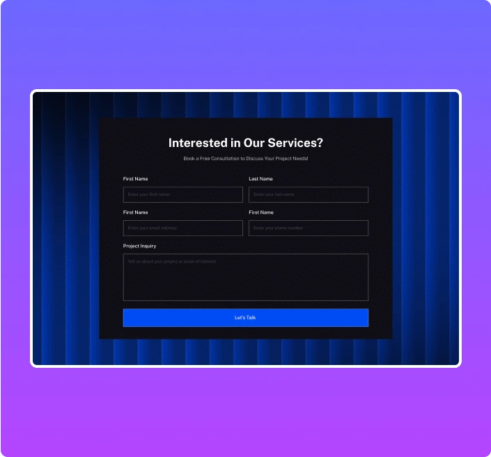 Portfolio website project inquiry form form builder for elementor from the plus addons for elementor