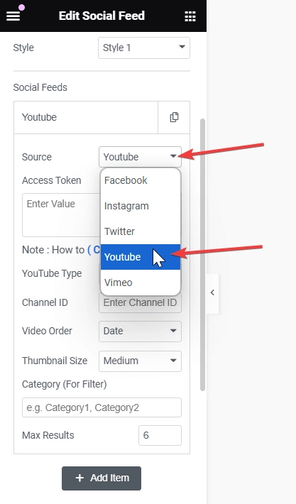 Select source how to get youtube api key [step-by-step guide] from the plus addons for elementor