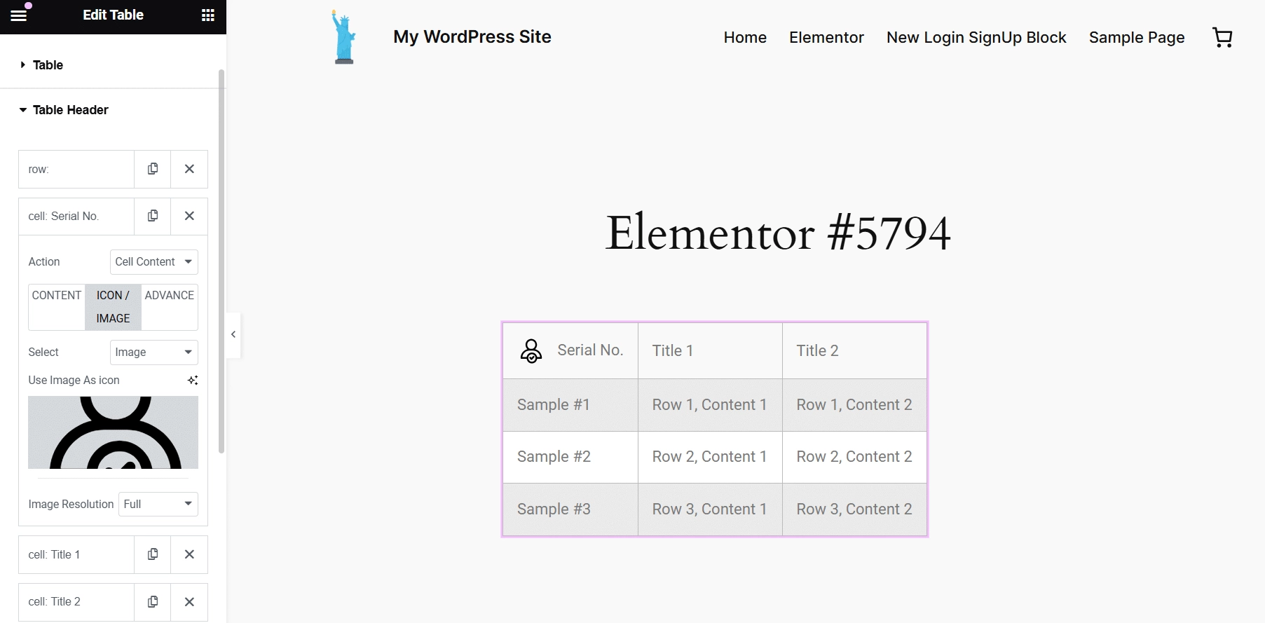 Add a custom image or icon how to create comparison table in wordpress [step-by-step] from the plus addons for elementor