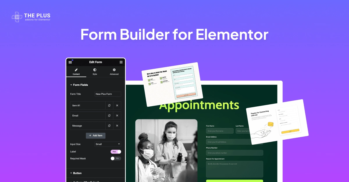 Feature image form builder for elementor form builder for elementor from the plus addons for elementor