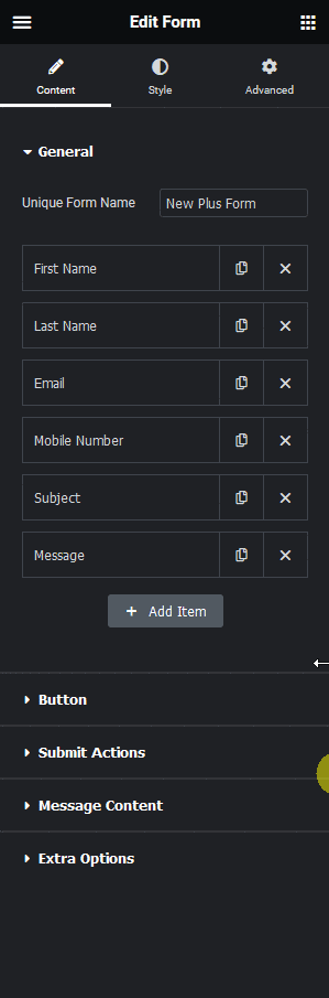 Form redirect settings