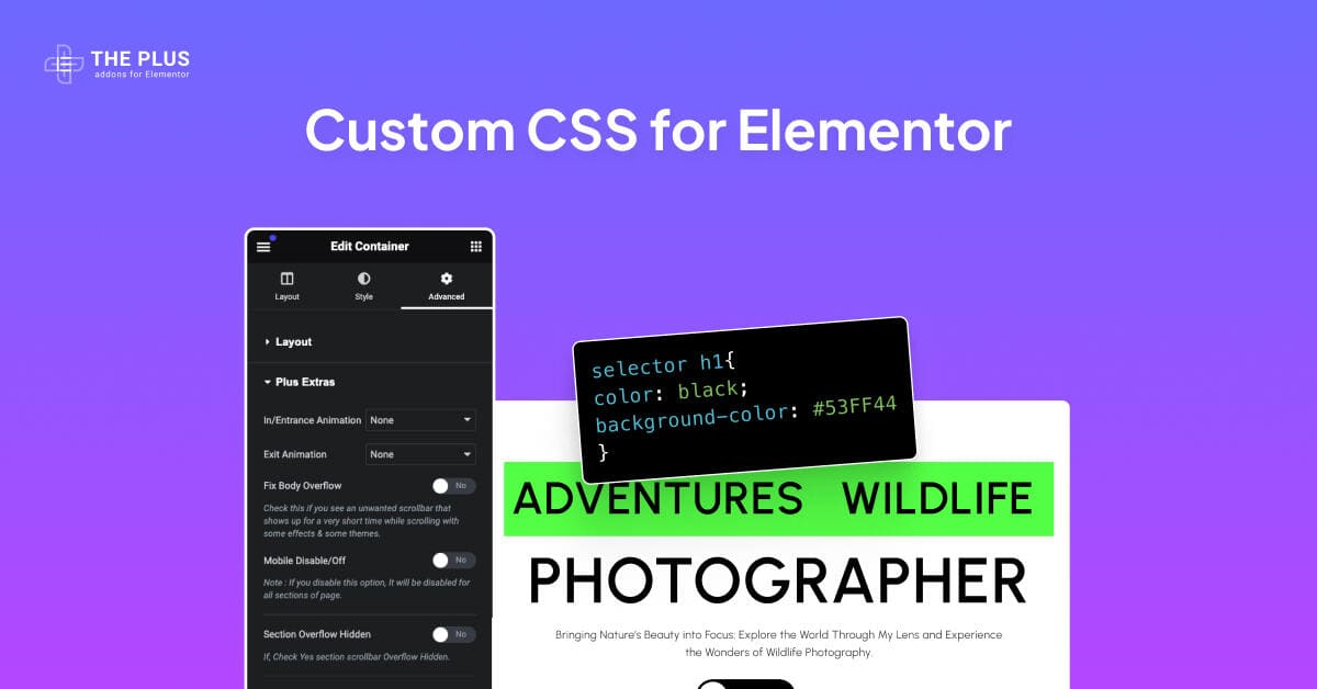 Custom CSS for Elementor | The Plus Addons for Elementor