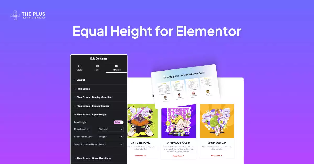 Equal height feature image equal height for elementor from the plus addons for elementor