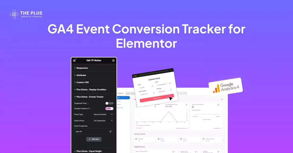 Ga4 event conversion tracker for elementor ga4 event conversion tracker for elementor from the plus addons for elementor