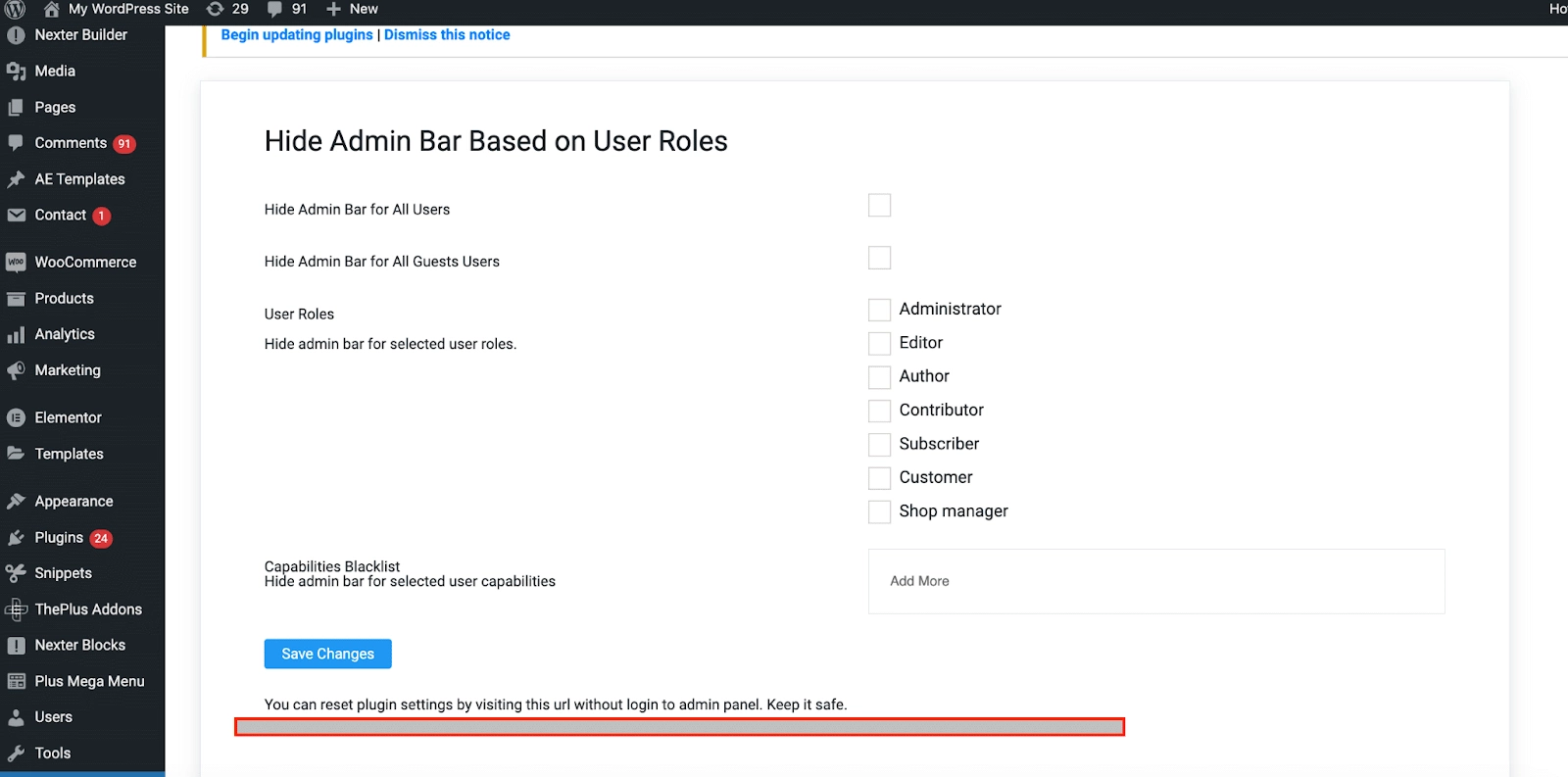 Hide admin bar settings how to hide wordpress admin bar from the plus addons for elementor