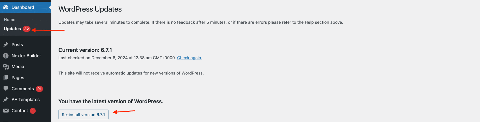 Re install under the WordPress version section | The Plus Addons for Elementor Re install under the wordpress version section how to fix missing appearance menu in wordpress admin? From the plus addons for elementor