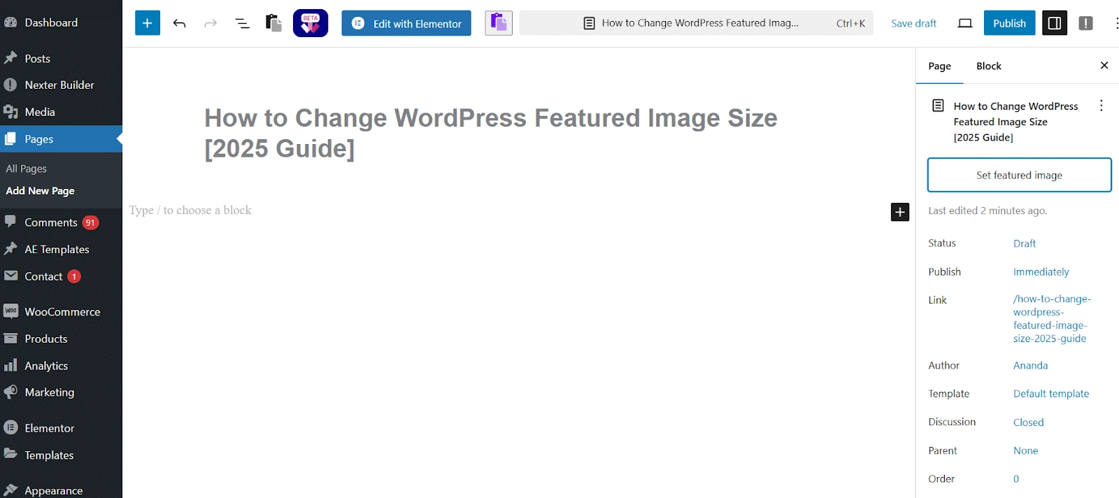 Set featured image how to change wordpress featured image size from the plus addons for elementor