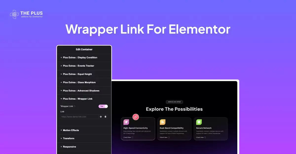 Wrapper link for elementor image wrapper link [clickable row/section/column] in elementor from the plus addons for elementor