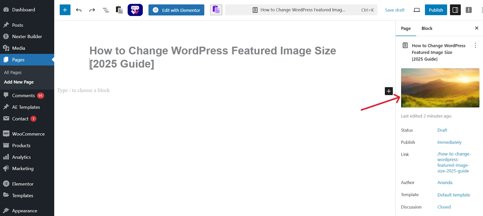 Options for configuring the image how to change wordpress featured image size from the plus addons for elementor