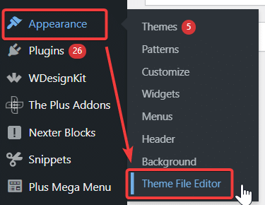 Click on theme file editor how to fix wordpress theme file editor missing issue from the plus addons for elementor