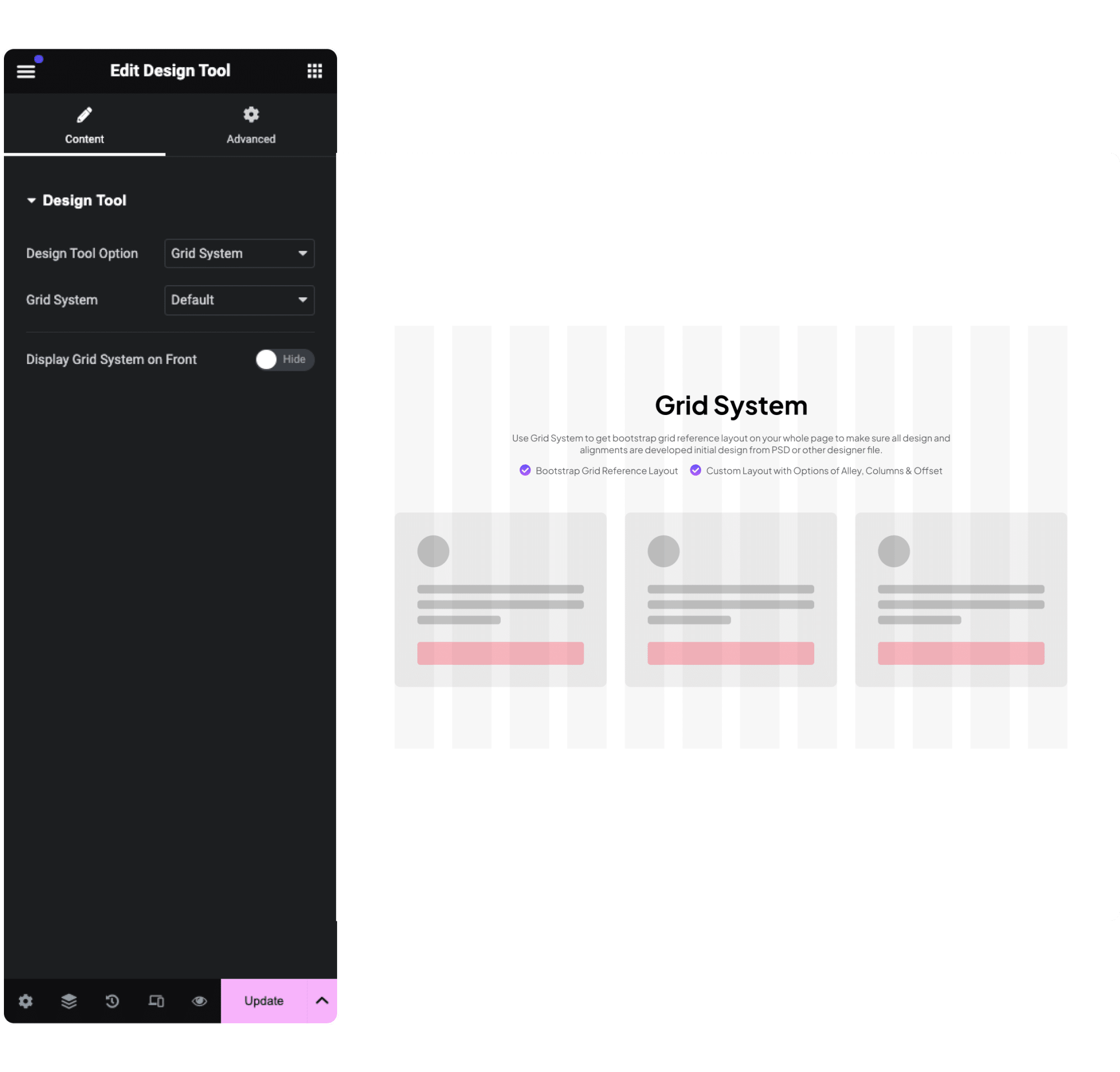 Grid design tool for elementor design layout grid tool for elementor [verical/horizontal] from the plus addons for elementor