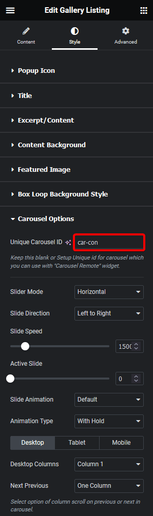 Gallery listing carousel unique carousel id how to change carousel background on slide change in elementor? From the plus addons for elementor