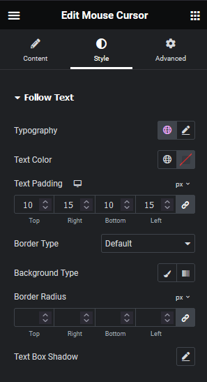 Mouse cursor style how to add a custom cursor in elementor? From the plus addons for elementor