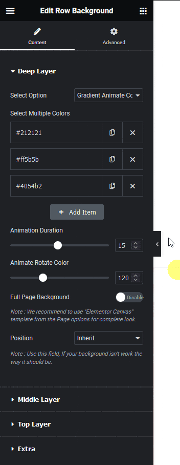 Row background gradient animated color how to add an animated gradient background in elementor? From the plus addons for elementor