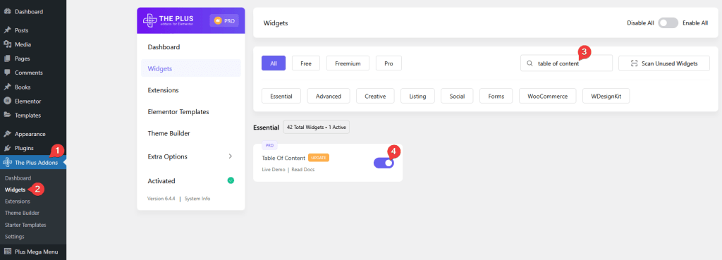 Table of content activate new how to add a table of contents in elementor? From the plus addons for elementor