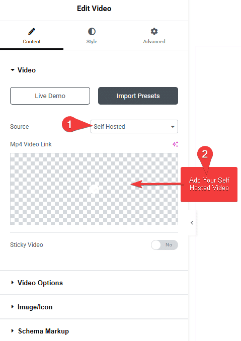 Tp video add self hosted video id how to add a self-hosted video in elementor? From the plus addons for elementor