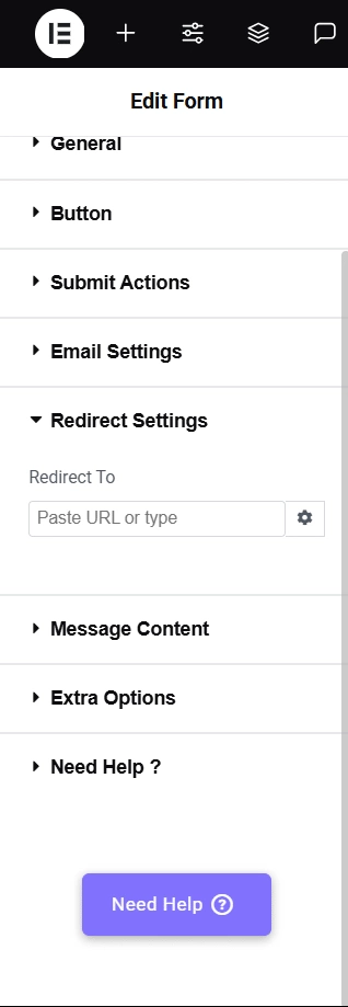 Redirect settings 1 how to create contact form in elementor for free  from the plus addons for elementor