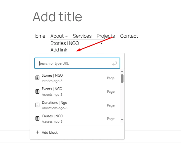 Add link how to create dropdown menu in wordpress from the plus addons for elementor