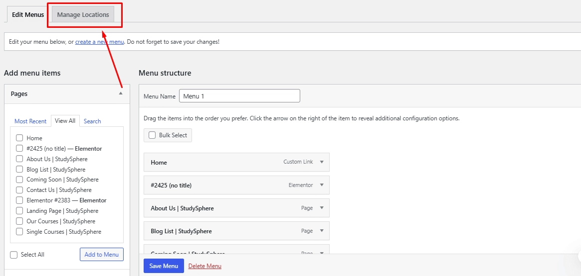 Assign a menu to a location how to add menu in wordpress? From the plus addons for elementor