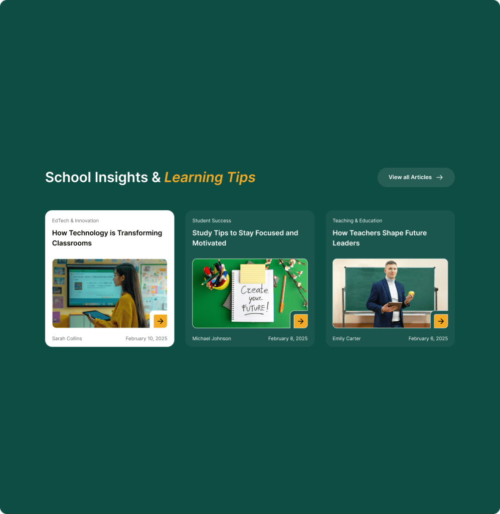 Educational blog smart loop builder from the plus addons for elementor