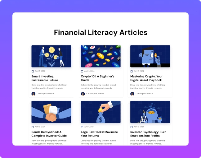 Finance blog posts grid smart loop builder from the plus addons for elementor