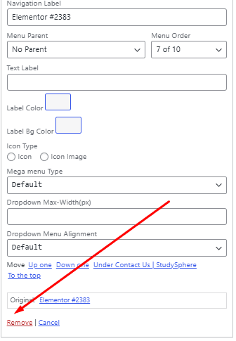 Remove how to add menu in wordpress? From the plus addons for elementor