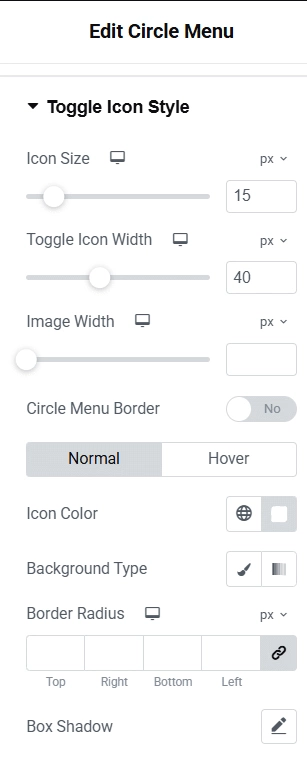 Toggle icon style how to create circle menu in wordpress from the plus addons for elementor