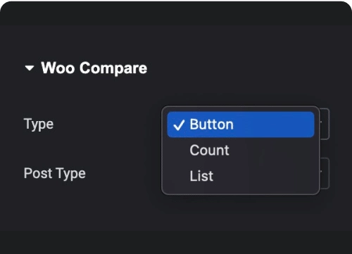Button List Count Mode | The Plus Addons for Elementor Button list count mode woocommerce product compare from the plus addons for elementor