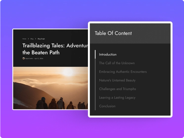 Current section highlighter table of contents table of contents for elementor from the plus addons for elementor