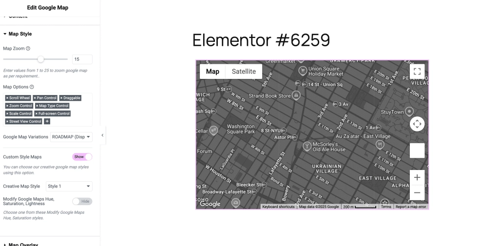 How to Pin Multiple Locations on Google Maps using Elementor? Customize pins map style and zoom level