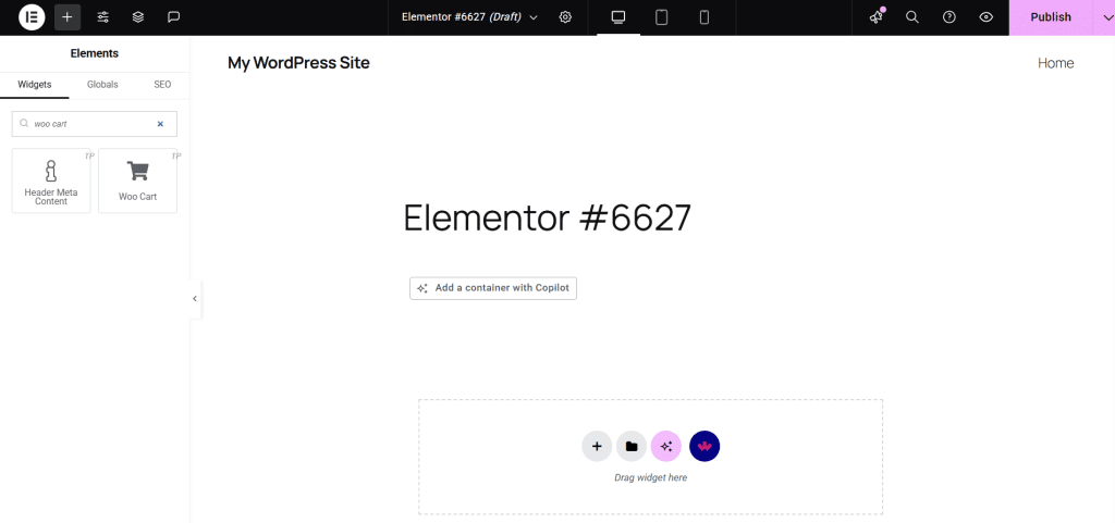 Drag and drop woo cart widget in editor | The Plus Addons for Elementor Drag and drop woo cart widget in editor how to design woocommerce empty cart page from the plus addons for elementor