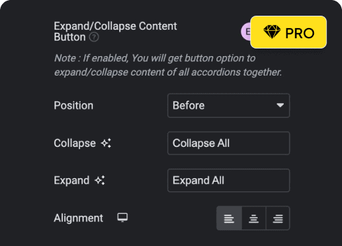 Expand collapse all accordion items on button click advanced accordion for elementor from the plus addons for elementor