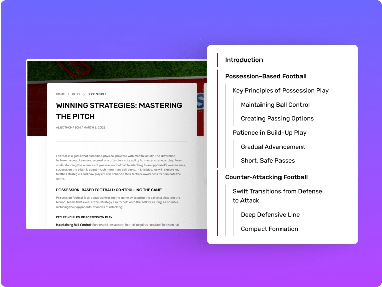 Fixed table of contents with segregated headings table of contents for elementor from the plus addons for elementor
