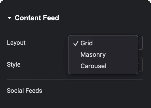 Grid Masonry Carousel Layout | The Plus Addons for Elementor Grid masonry carousel layout social feed widget for elementor from the plus addons for elementor