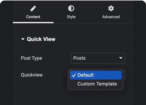 Quick view mode quick view from the plus addons for elementor