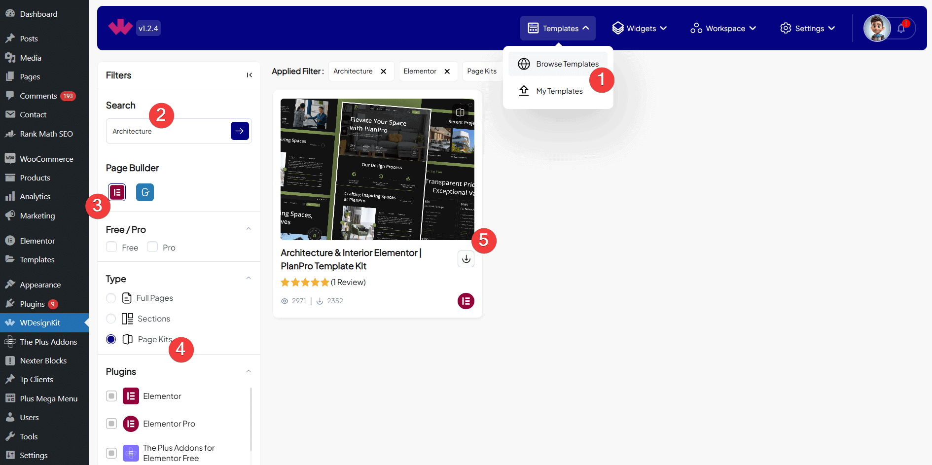 Select architecture template | The Plus Addons for Elementor Select architecture template how to create architecture website using elementor in 10 minutes from the plus addons for elementor