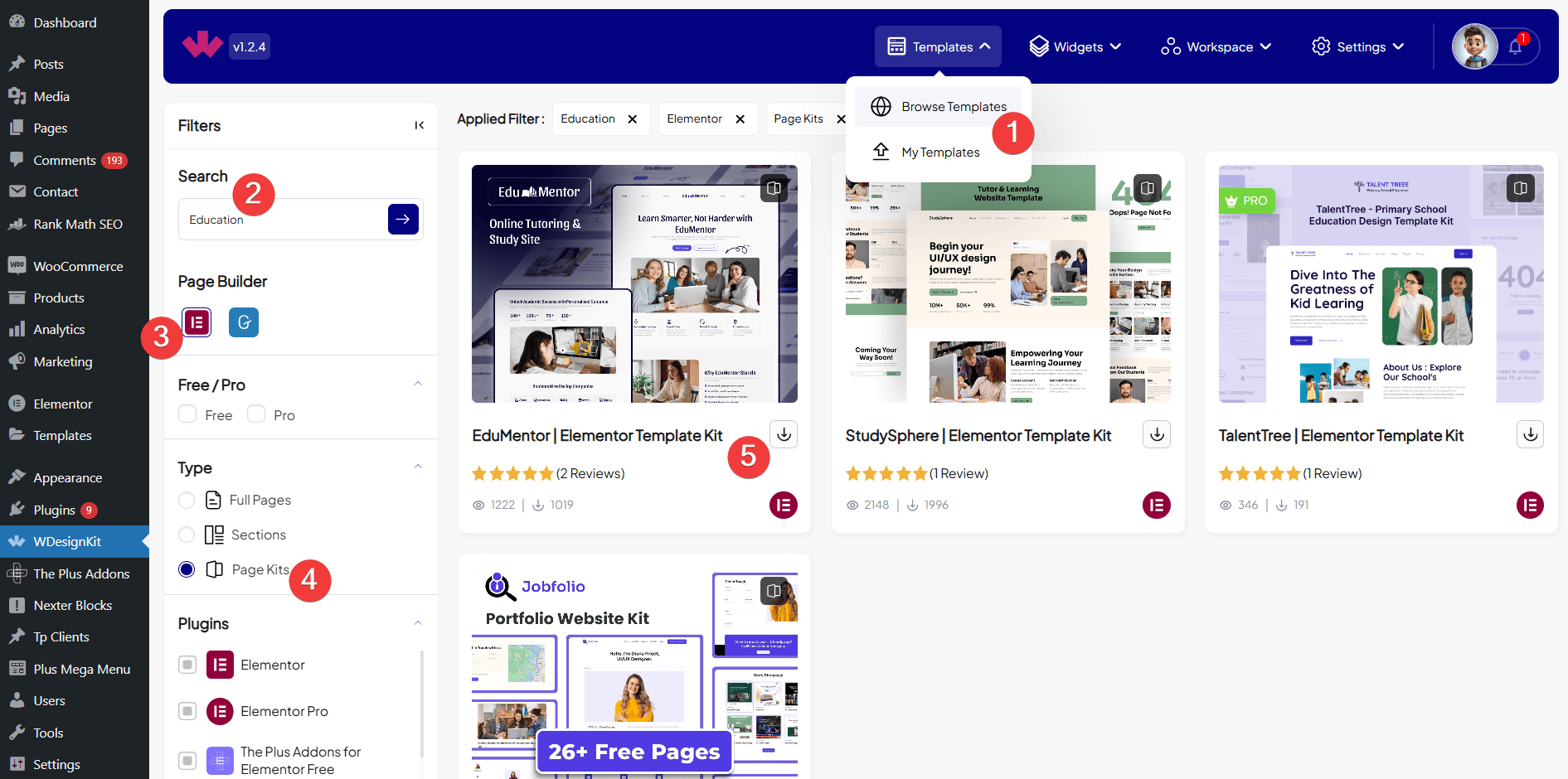 Select education template | The Plus Addons for Elementor Select education template how to create education website using elementor in 10 minutes from the plus addons for elementor