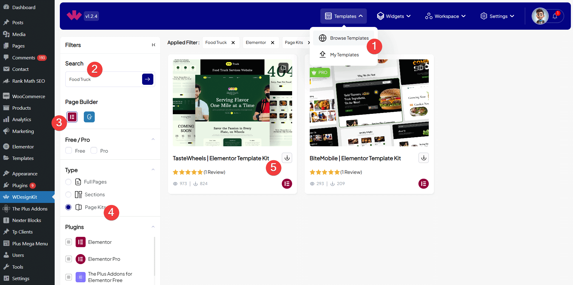 Select food truck template | The Plus Addons for Elementor Select food truck template how to create food truck website using elementor in 10 minutes from the plus addons for elementor