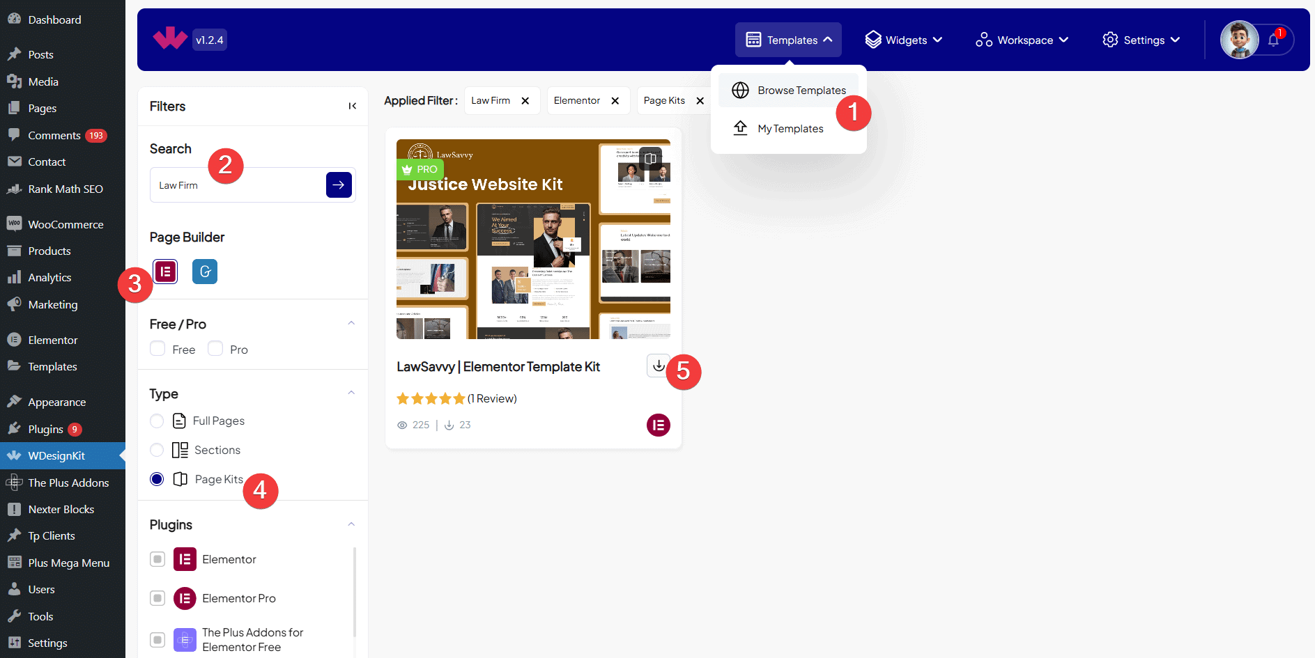 Select law firm template how to create law firm website using elementor in 10 minutes from the plus addons for elementor