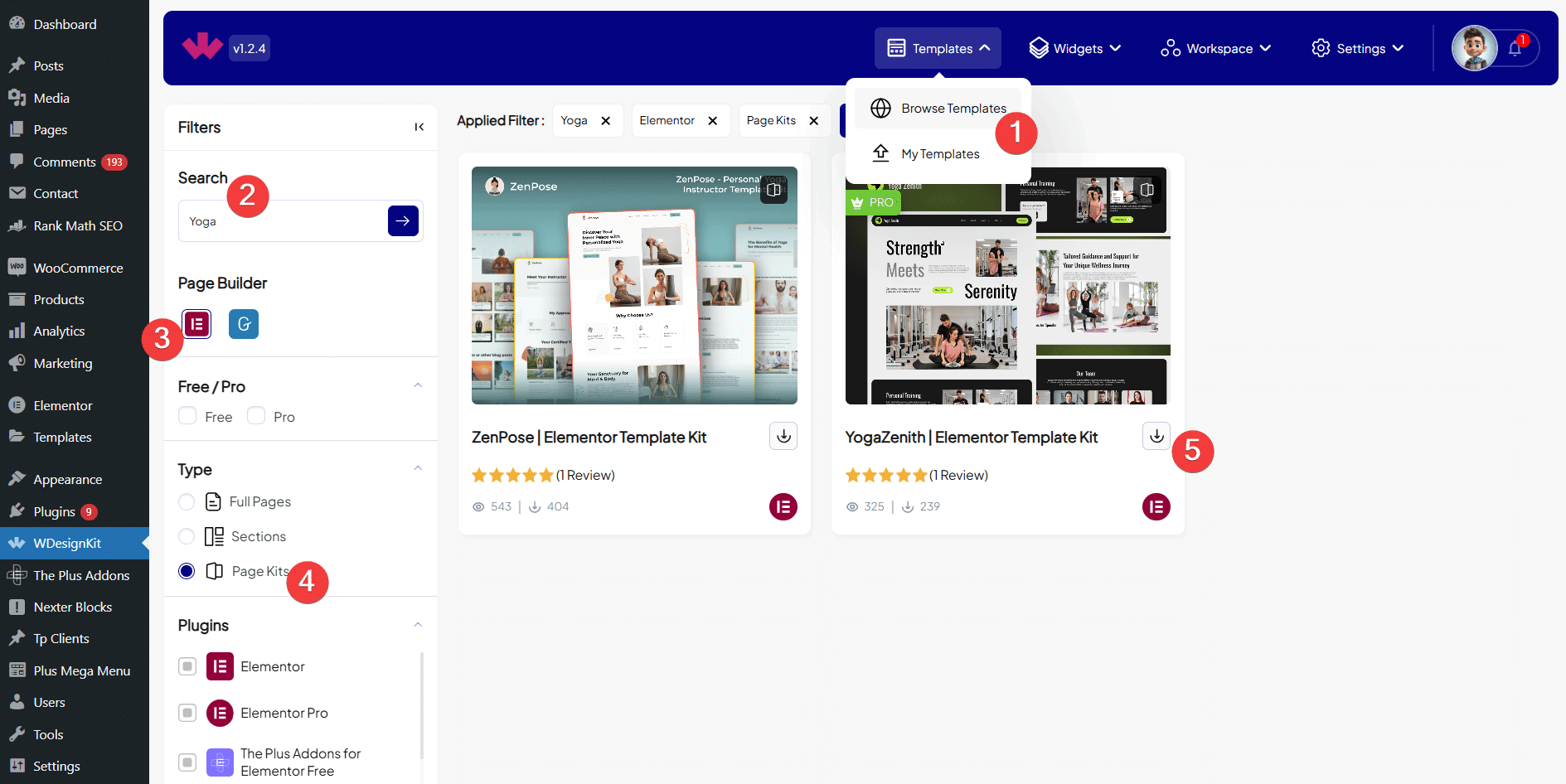 Select yoga template | The Plus Addons for Elementor Select yoga template how to create yoga website using elementor in 10 minutes from the plus addons for elementor