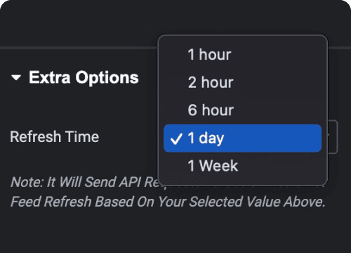 Set content refresh time social feed widget for elementor from the plus addons for elementor